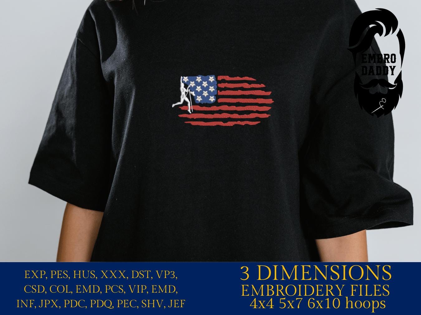 Machine Embroidery files, Usa flag Climber, embroidery files, climbling, PES, dst, xxx, hus & more