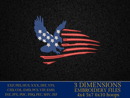 Machine Embroidery files, American Flag, eagle, PES, dst, xxx hus & more