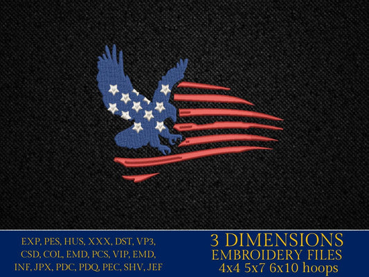 Machine Embroidery files, American Flag, eagle, PES, dst, xxx hus & more