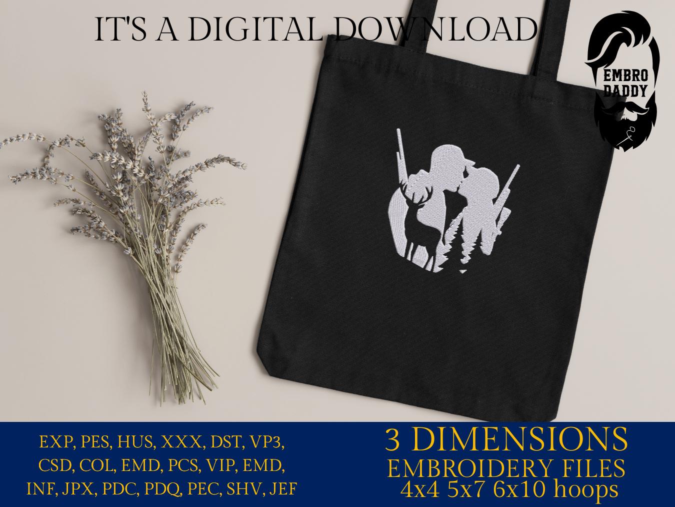 Machine Embroidery files, Hunting couple, Deer hunting couple romantic, PES, xxx, hus & more