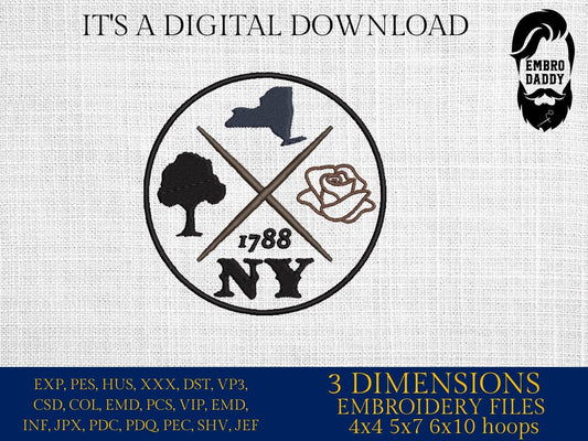 Machine Embroidery files, New York est 1788, DST, PES, xxx hus & more