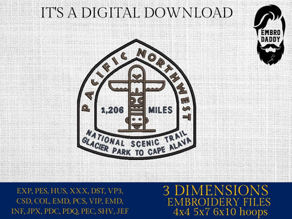 Machine Embroidery files, Pacific Northwest Trail, Hikers PNW, Northwest Tribal Art, PES, 1st, xxx, hus & more