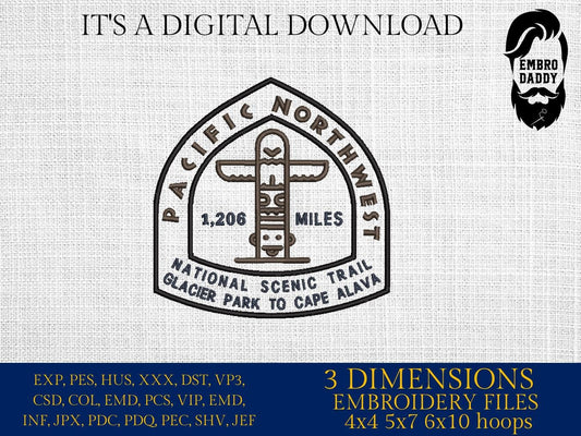 Machine Embroidery files, Pacific Northwest Trail, Hikers PNW, Northwest Tribal Art, PES, 1st, xxx, hus & more