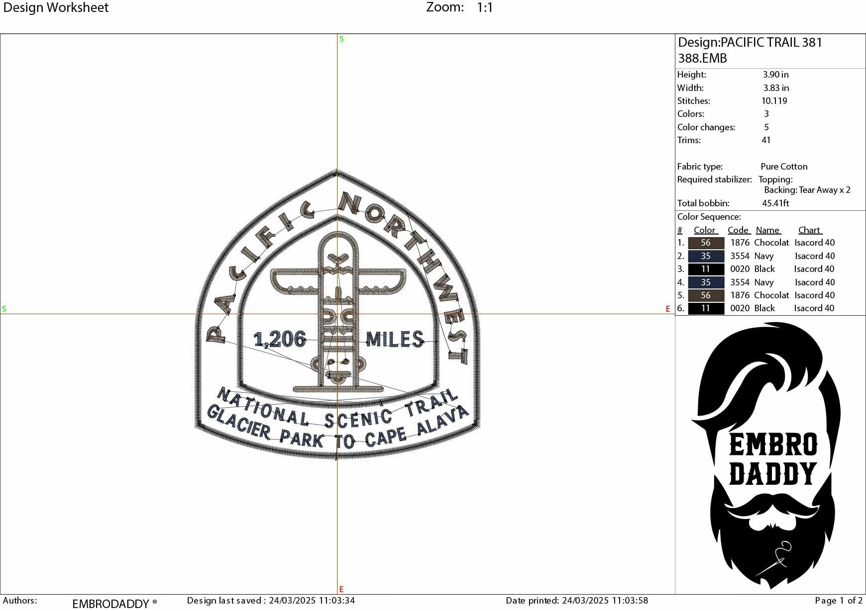 Machine Embroidery files, Pacific Northwest Trail, Hikers PNW, Northwest Tribal Art, PES, 1st, xxx, hus & more