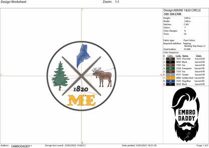 Machine Embroidery files, Maine est 1820, DST, PES, xxx hus & more