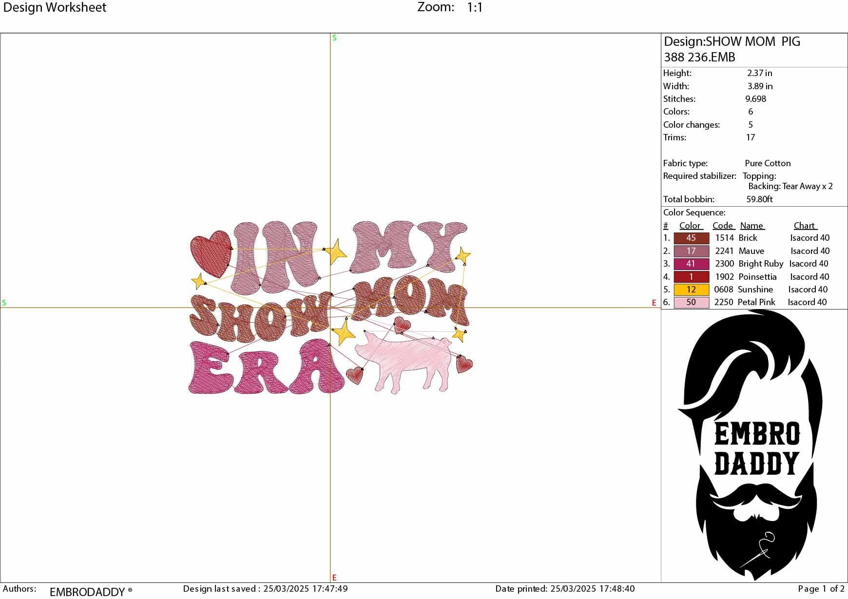 Machine Embroidery files, Fair Season, Show Livestock, in my show mom era, hog, PES, dst, xxx hus & more