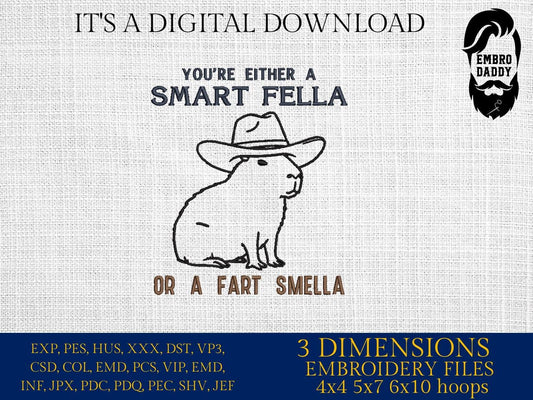 Machine Embroidery files, Retro, Smart Fella, Capybara, 90s, Funny Capybara Vintage, Vintage 90s, PES, dst, hus & more