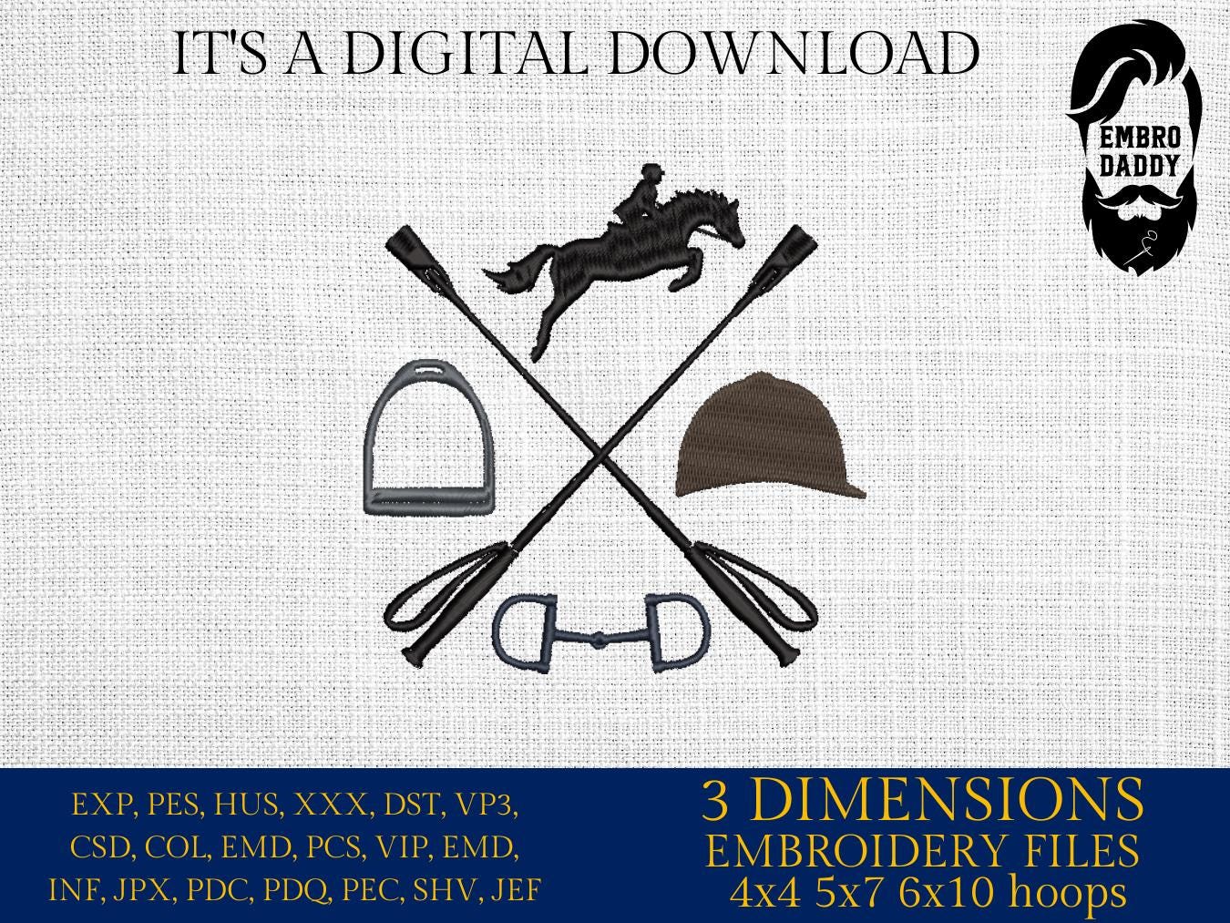 Machine Embroidery files, Hunter Jumper, Horse Show, Jumping horse, Show Jumper, equestrian, PES, DST, xxx, hus & more