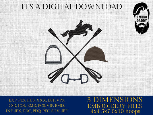Machine Embroidery files, Hunter Jumper, Horse Show, Jumping horse, Show Jumper, equestrian, PES, DST, xxx, hus & more