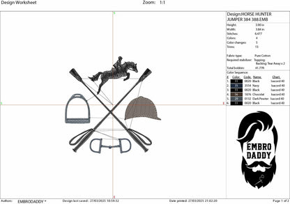 Machine Embroidery files, Hunter Jumper, Horse Show, Jumping horse, Show Jumper, equestrian, PES, DST, xxx, hus & more