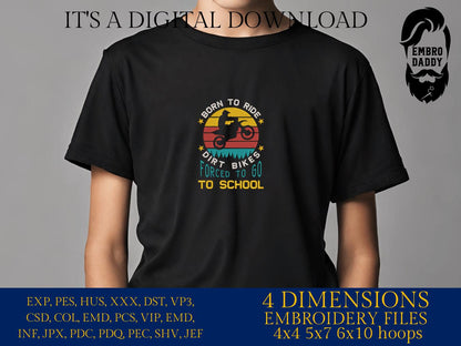 Machine Embroidery files, Dirt bike, moto mom, Funny kids Dirt Bike, Motorcycle Dirtbike Racing, DST, PES, xxx, hus & more