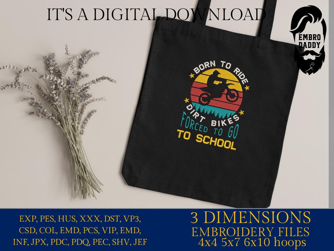 Machine Embroidery files, Dirt bike, moto mom, Funny kids Dirt Bike, Motorcycle Dirtbike Racing, DST, PES, xxx, hus & more