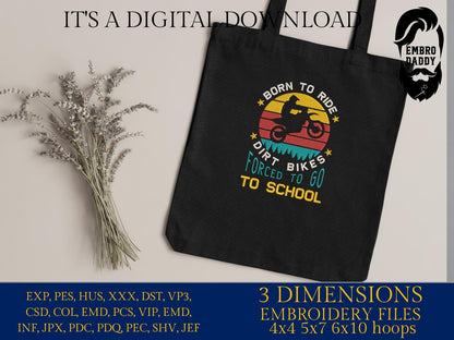 Machine Embroidery files, Dirt bike, moto mom, Funny kids Dirt Bike, Motorcycle Dirtbike Racing, DST, PES, xxx, hus & more