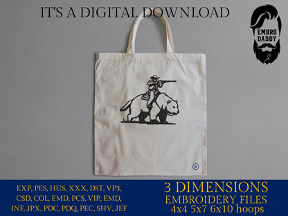 Machine Embroidery files, Retro Cowboy, Cowboy Riding A Bear, Western, Vintage, Funny, Cowboy, PES, xxx, hus & more
