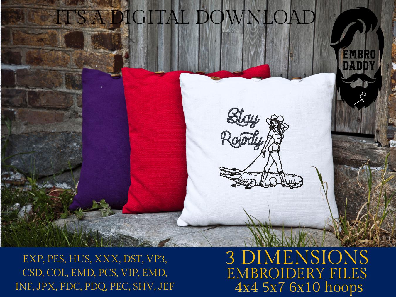 Machine Embroidery files, Retro Stay Rowdy, Retro Cowgirl, Alligator, Western Cowgirl PES, xxx, hus & more