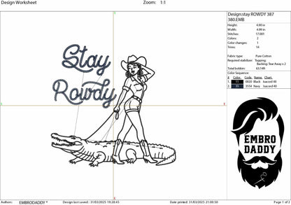 Machine Embroidery files, Retro Stay Rowdy, Retro Cowgirl, Alligator, Western Cowgirl PES, xxx, hus & more