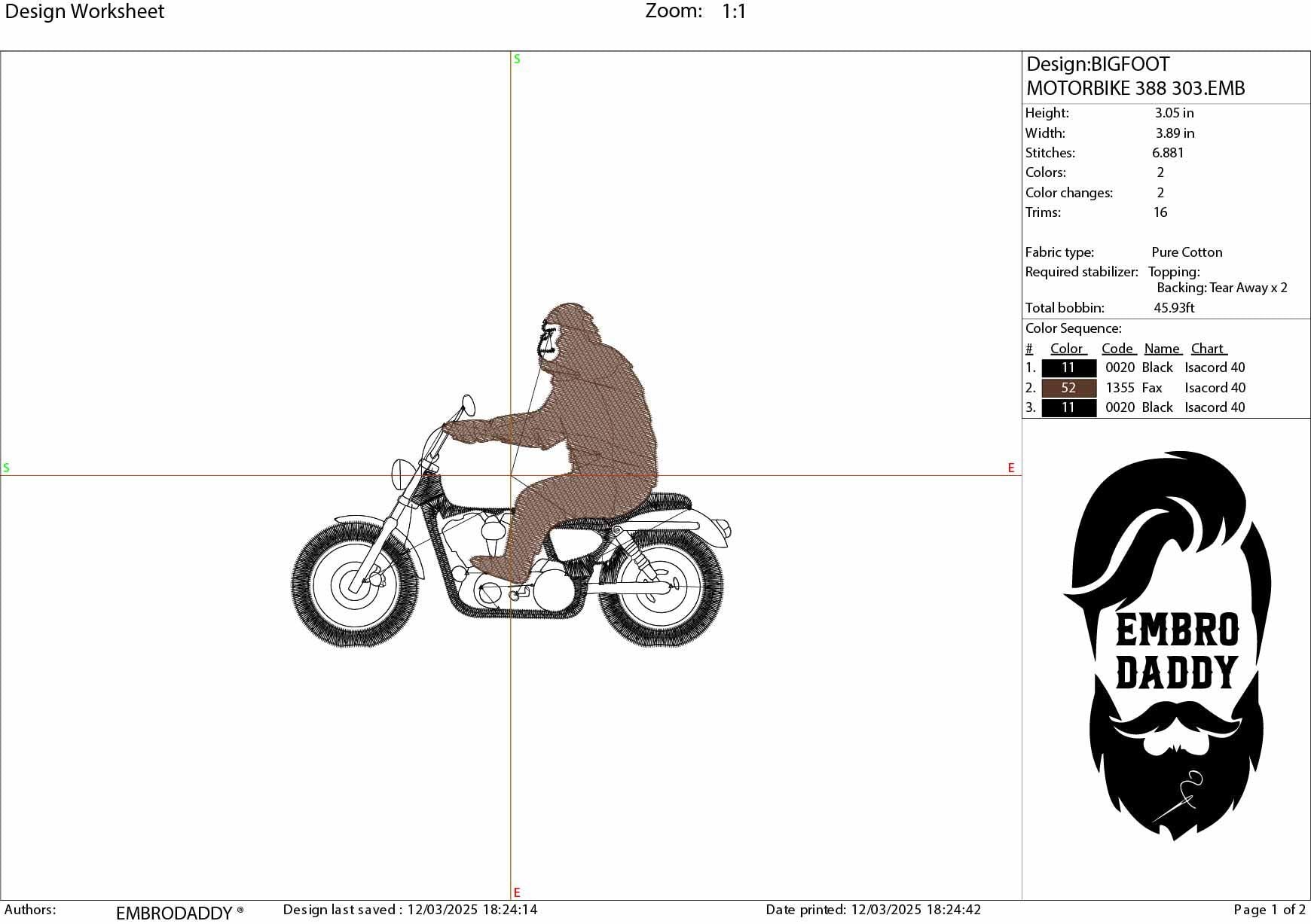 Machine Embroidery files, bigfoot motorbike, PES, xxx, hus & more