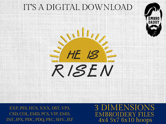 Machine Embroidery files, He is Risen, christian, easter, sunset PES, xxx, hus & more