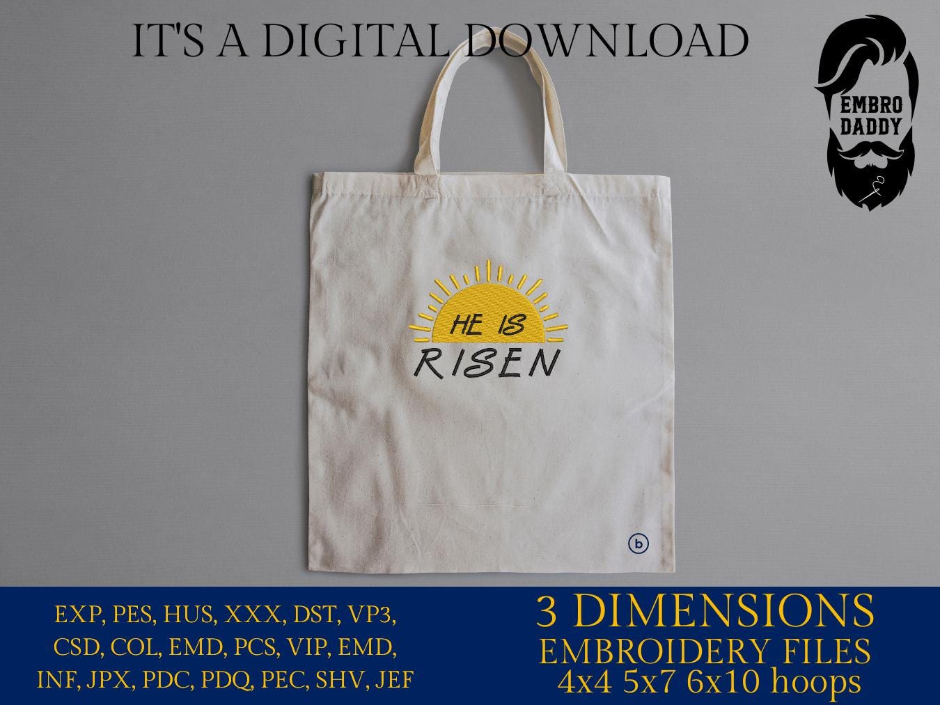 Machine Embroidery files, He is Risen, christian, easter, sunset PES, xxx, hus & more