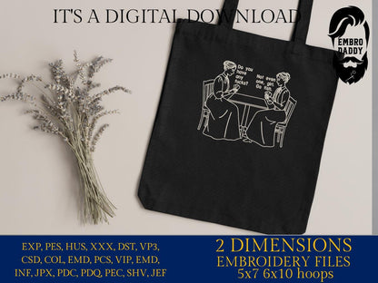 Machine Embroidery files, Do You Have Any Fucks? Go Fish Girl, Funny, Women Playing Poke, vintage, PES, DST, xxx, hus & more