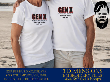 Machine Embroidery files, Generation X, the last great generation, PES, xxx, hus & more, embroidery files