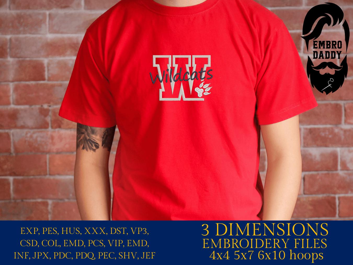 Machine Embroidery, Wildcats embroidery design, football, basketball, PES, xxx, dst, hus & more