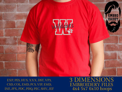Machine Embroidery, Wildcats embroidery design, football, basketball, PES, xxx, dst, hus & more