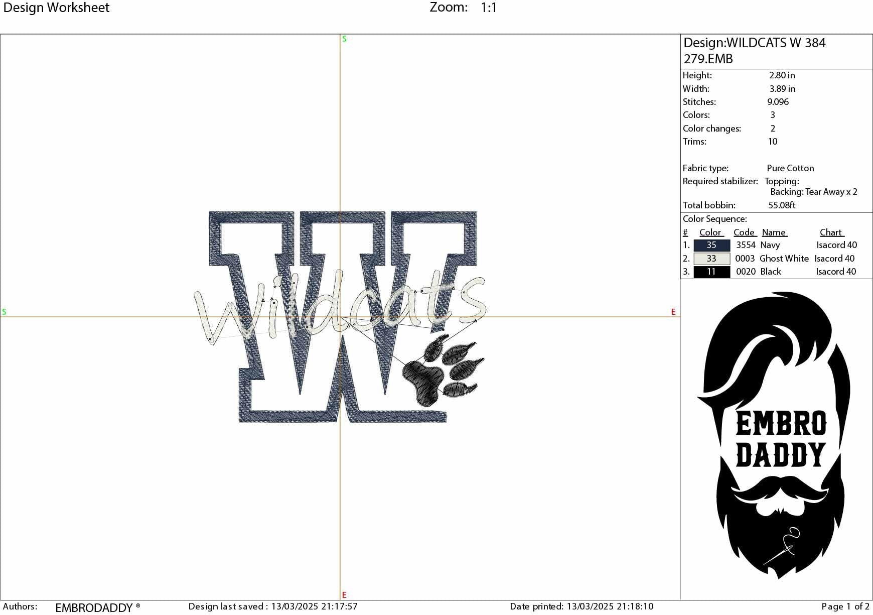 Machine Embroidery, Wildcats embroidery design, football, basketball, PES, xxx, dst, hus & more
