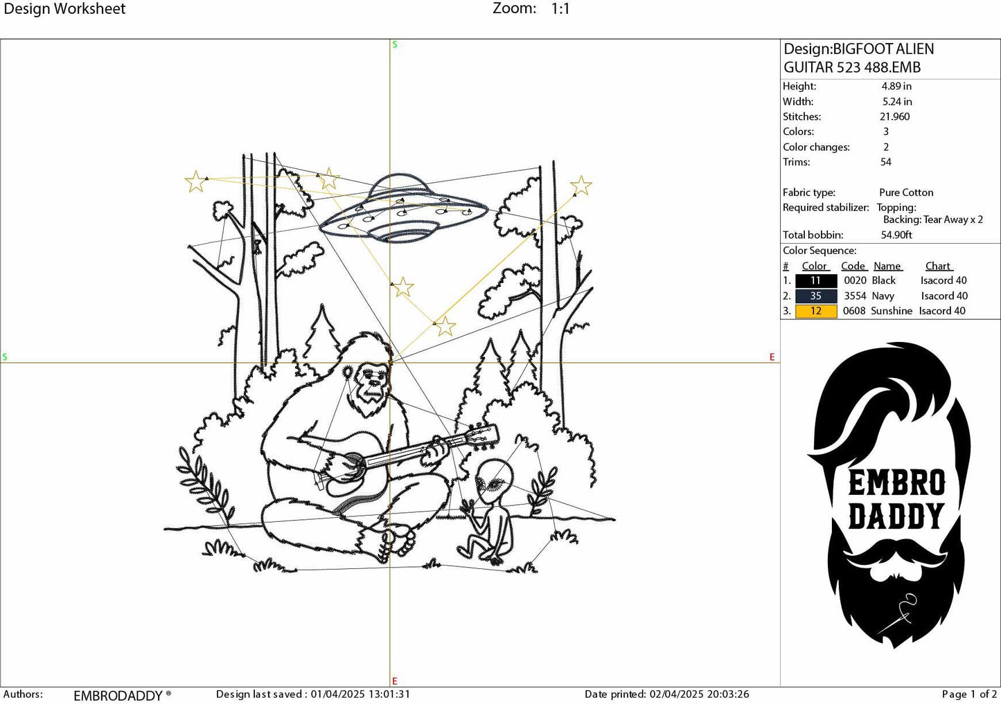 Machine Embroidery files, Bigfoot Alien, Funny Camping, guitar, PES, xxx, hus & more