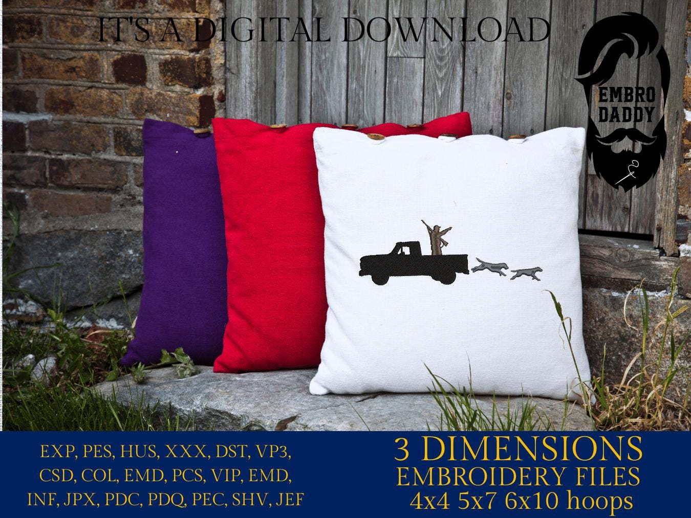 Machine Embroidery files, Hunting with hounds, pick up, Hunting, Hound, hunt, PES, xxx, dst, hus & more