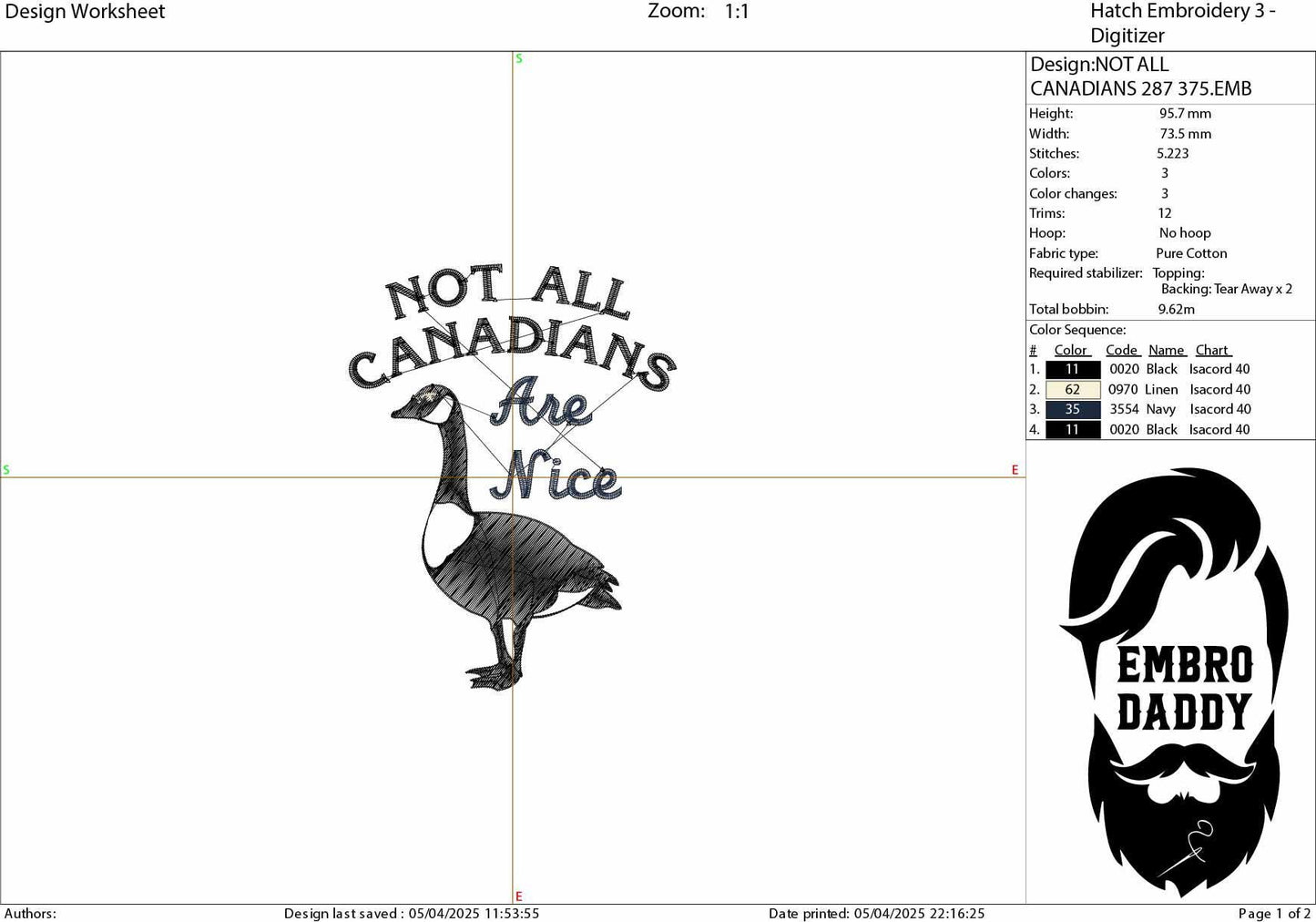 Machine embroidery files, Not All Canadians Are Nice, Funny, Canadian Goose, Geese, PES, DST, hus & more