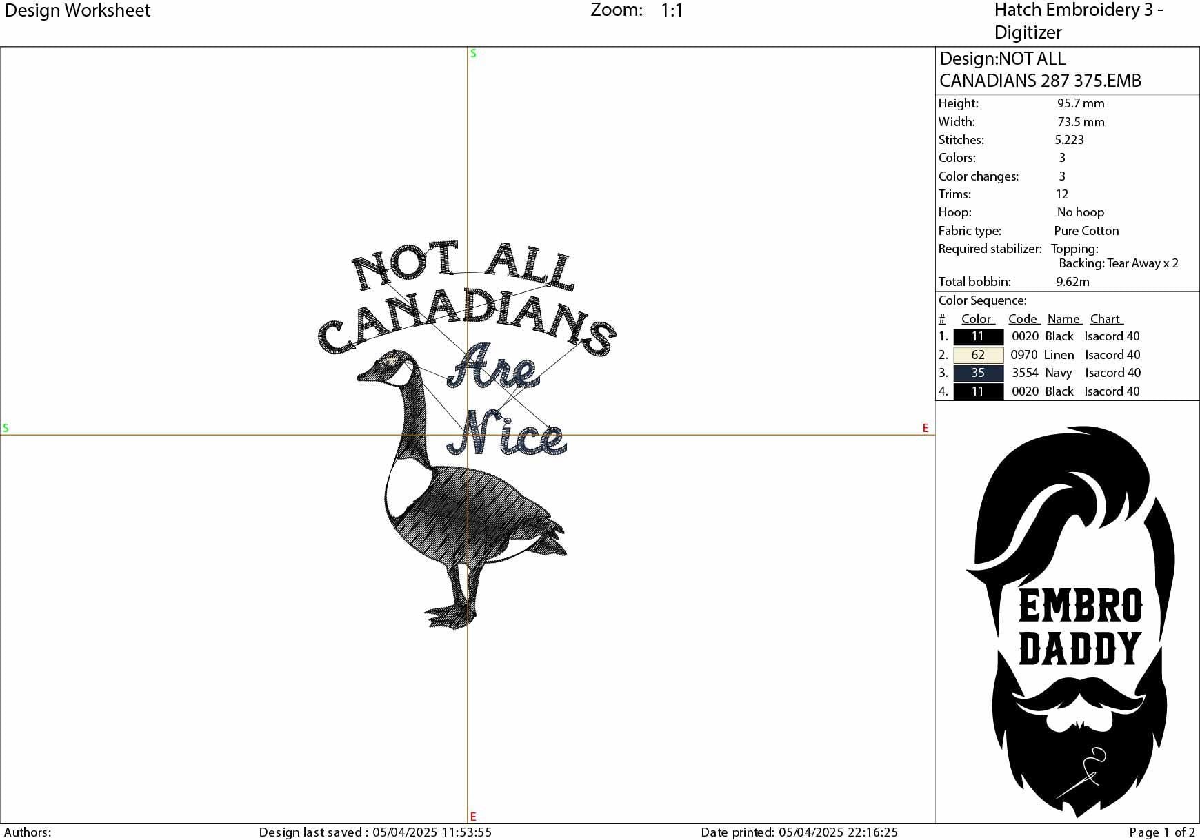 Machine embroidery files, Not All Canadians Are Nice, Funny, Canadian Goose, Geese, PES, DST, hus & more