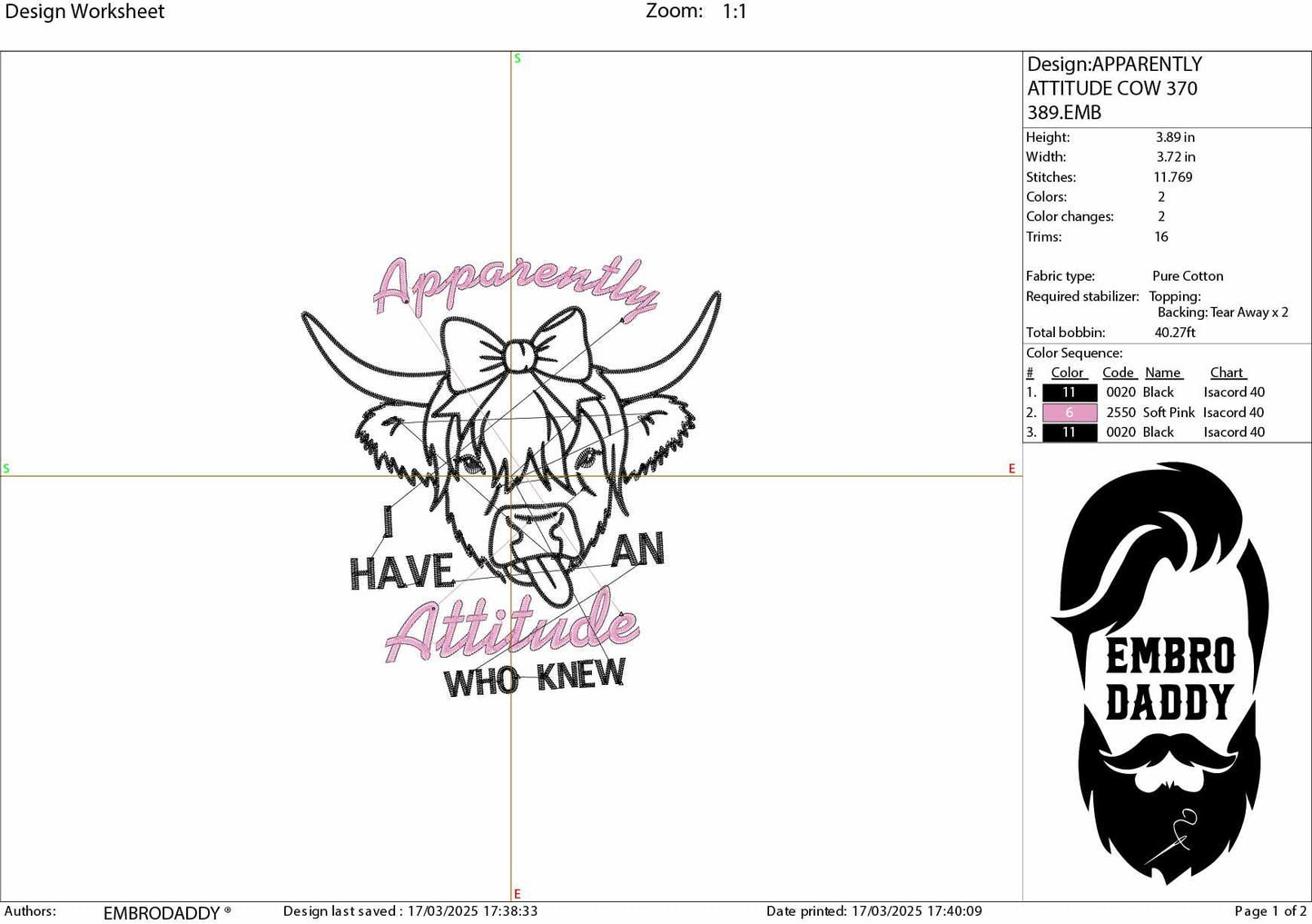 Machine Embroidery files, Apparently I Have An Attitude, Funny Heifer, Funny Cow, Highland Cow, Heifer, Trendy , PES, DST, xxx, hus & more