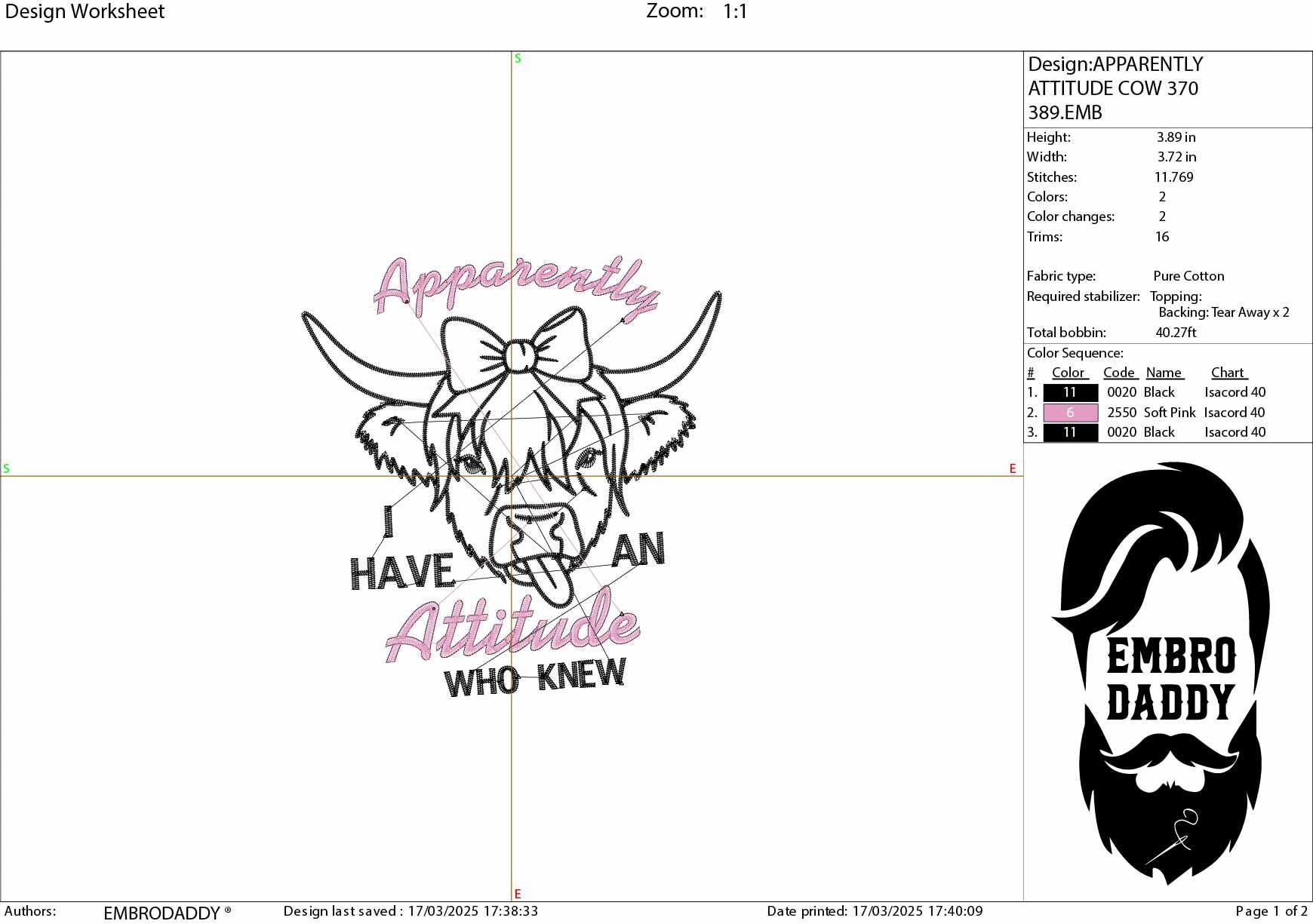Machine Embroidery files, Apparently I Have An Attitude, Funny Heifer, Funny Cow, Highland Cow, Heifer, Trendy , PES, DST, xxx, hus & more