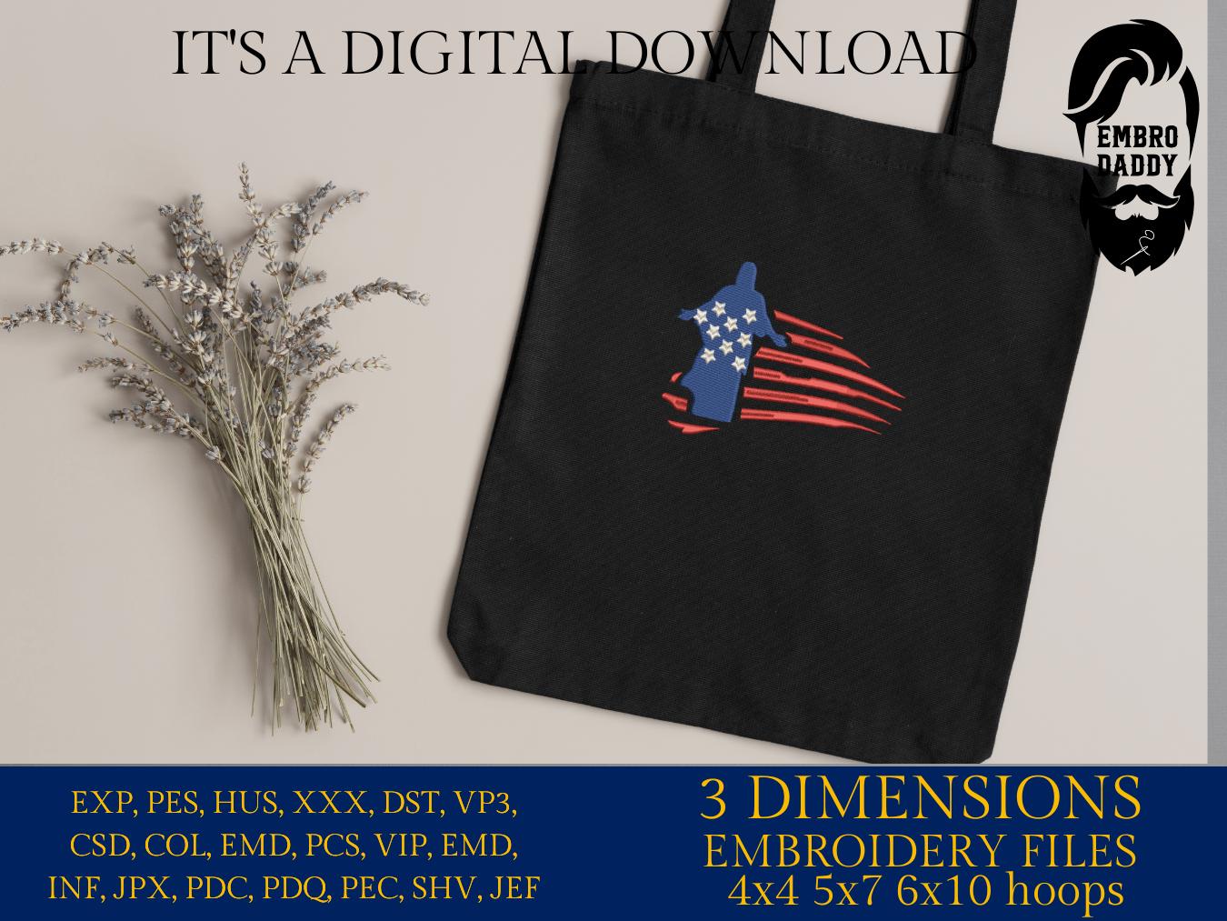 Machine Embroidery files, USA flag, Jesus Christ, DST, PES, xxx, hus & more