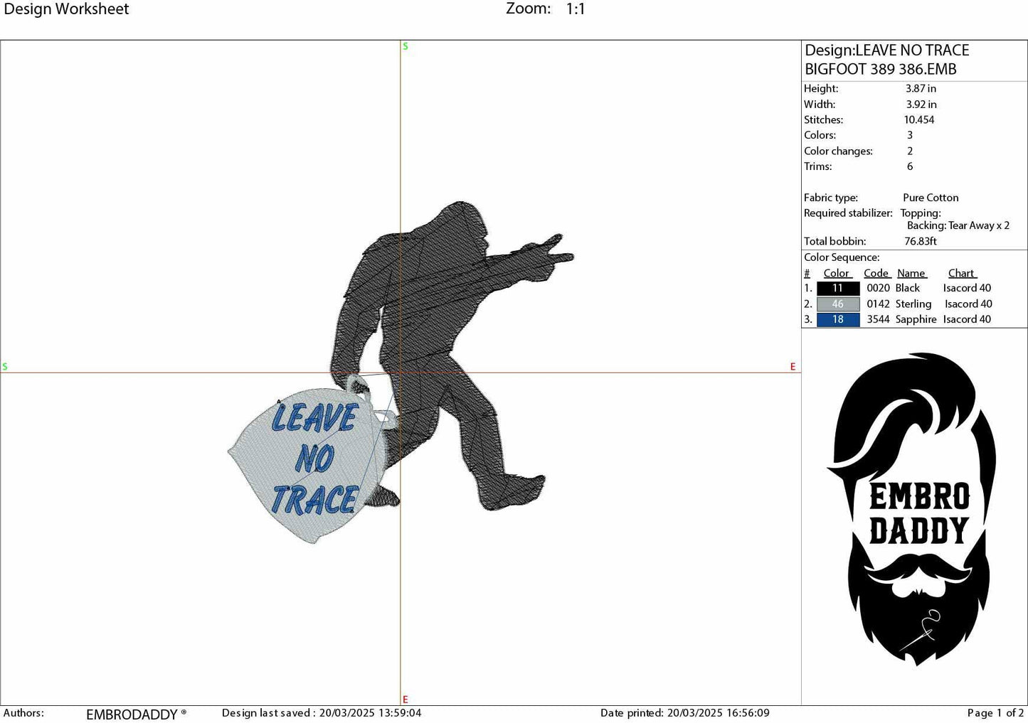 Machine Embroidery files, Bigfoot Don't Litter, Leave It Better Than You Found It, PES, xxx, hus & more