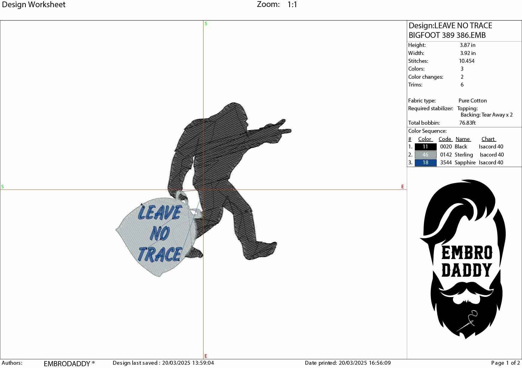Machine Embroidery files, Bigfoot Don't Litter, Leave It Better Than You Found It, PES, xxx, hus & more