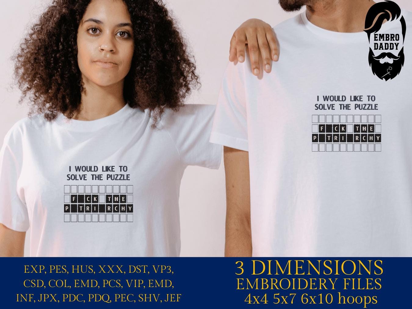 Machine Embroidery files, Fuck the Patriarchy, Feminist, Women's Rights, Equal Rights PES, dst, vip, xxx, hus & more