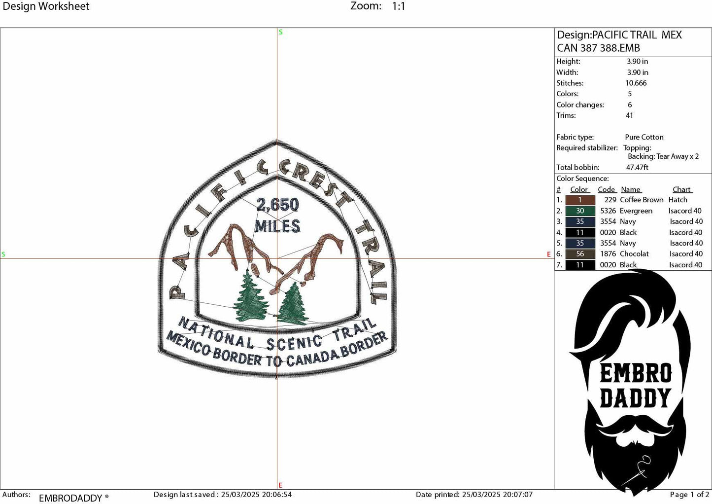 Machine Embroidery files, Pacific crest Trail, Hikers, Mexico to Canada, PES, 1st, xxx, hus & more
