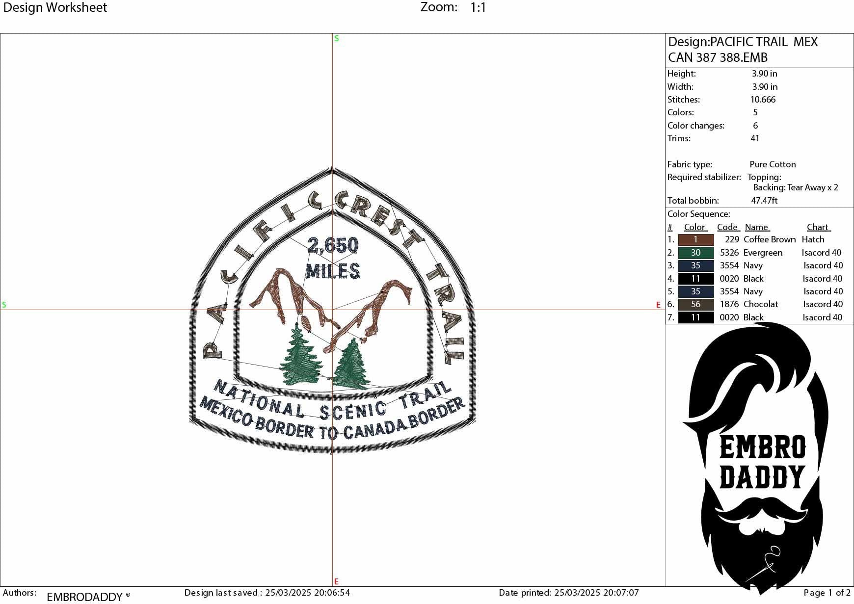 Machine Embroidery files, Pacific crest Trail, Hikers, Mexico to Canada, PES, 1st, xxx, hus & more