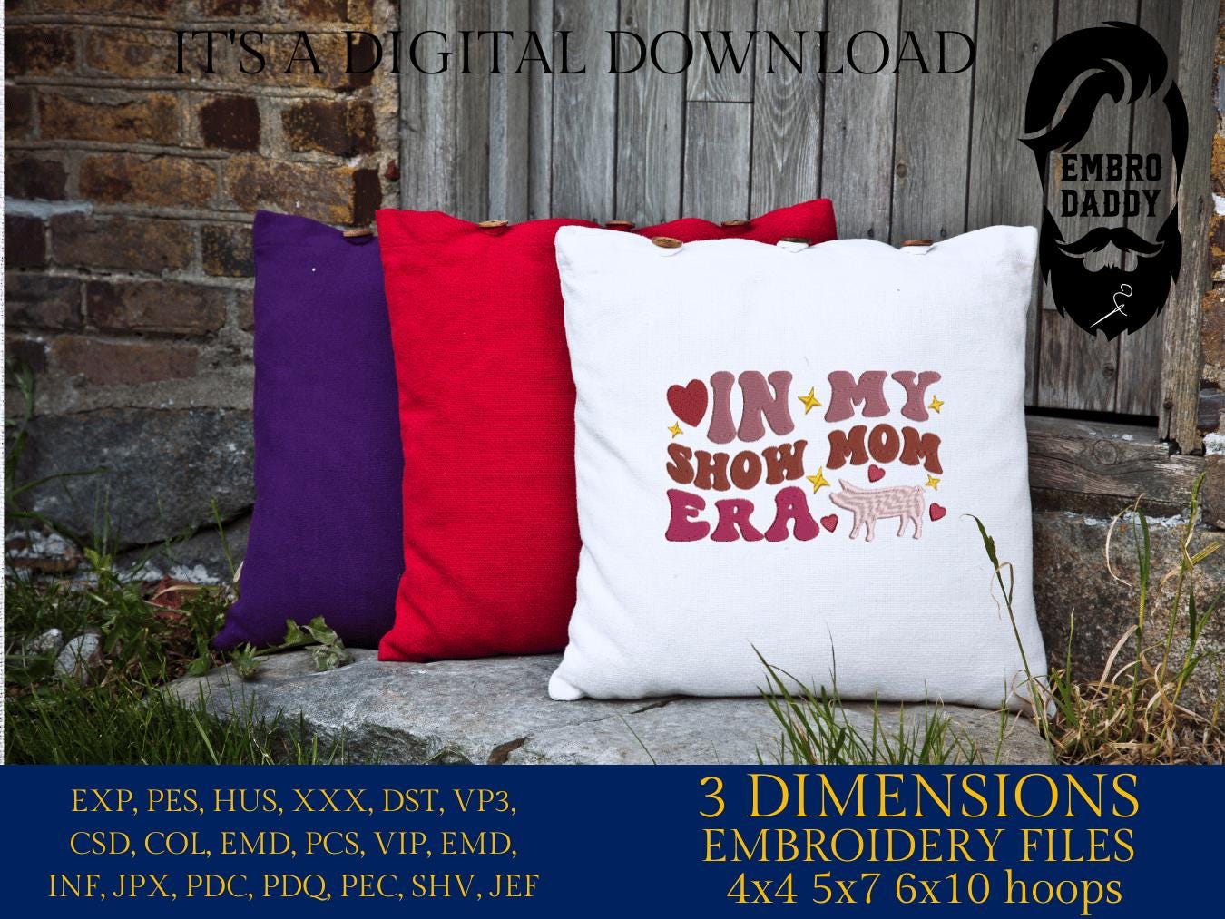 Machine Embroidery files, Fair Season, Show Livestock, in my show mom era, hog, PES, dst, xxx hus & more