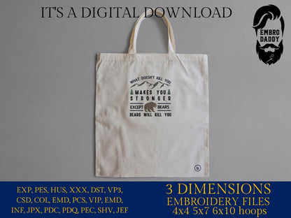 Machine Embroidery files, Hiking, hiking shirt, hiker, funny bear, wanderlust, outdoors PES, xxx, hus & more