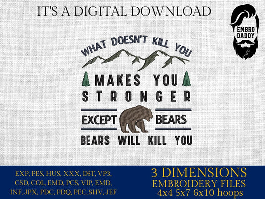 Machine Embroidery files, Hiking, hiking shirt, hiker, funny bear, wanderlust, outdoors PES, xxx, hus & more