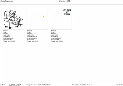 Machine Embroidery files, Retro, It's Past My Bedtime, Sleepy Bear, Funny, 90, grandparents, PES, dst, hus & more