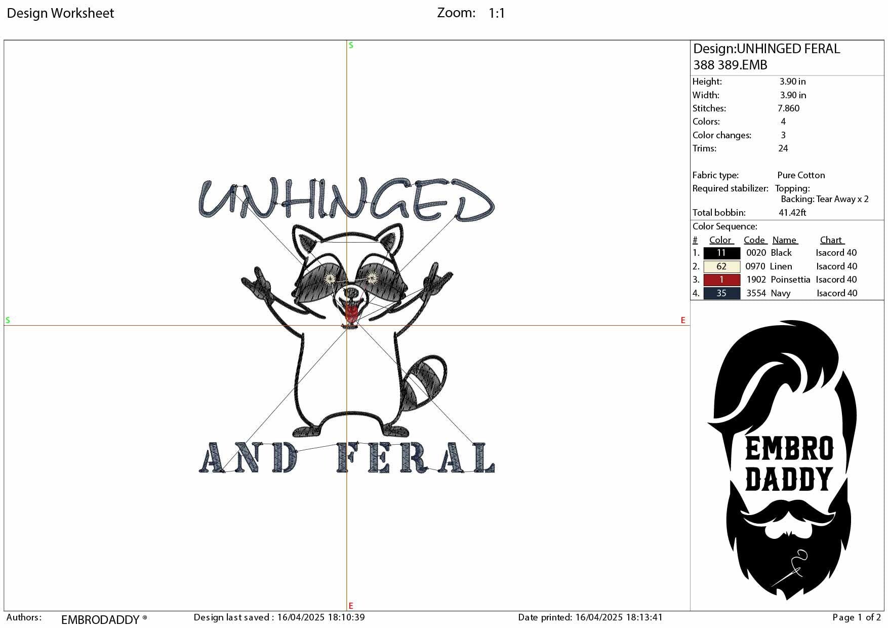 Machine Embroidery files, Unhinged And Feral, Funny Raccoon, Rock'n Feral Racoon, Vintage Feral Mom, Feral Girl PES, DST, xxx, hus & more