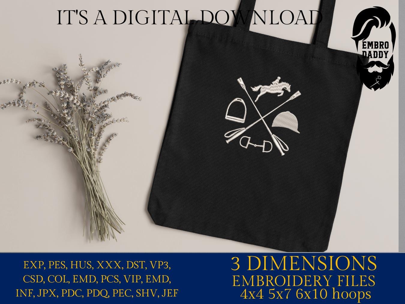 Machine Embroidery files, Hunter Jumper, Horse Show, Jumping horse, Show Jumper, equestrian, PES, DST, xxx, hus & more