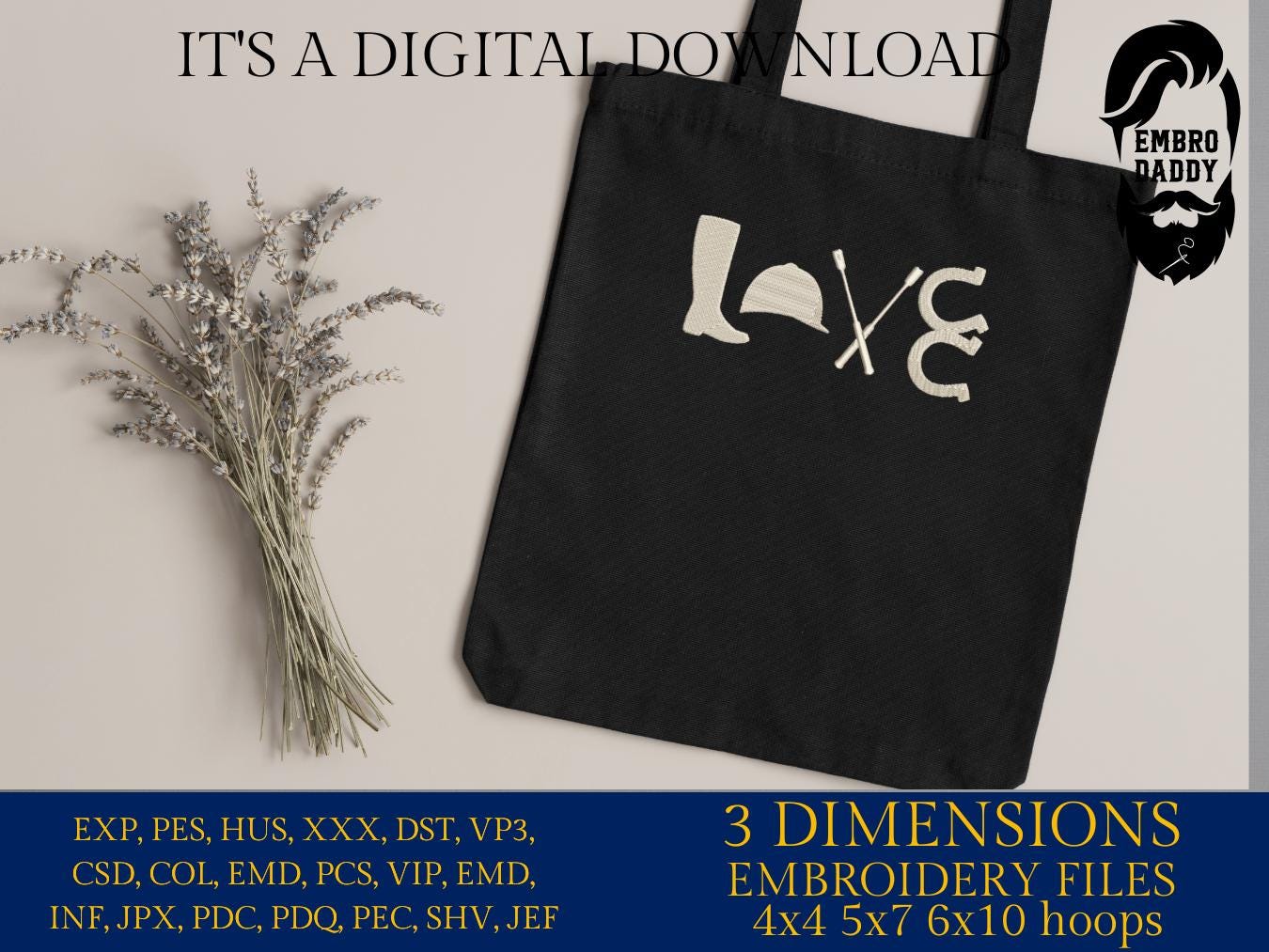 Machine Embroidery files, love Hunter Jumper, Horse Show, Jumping horse, Show Jumper, equestrian, PES, DST, xxx, hus & more