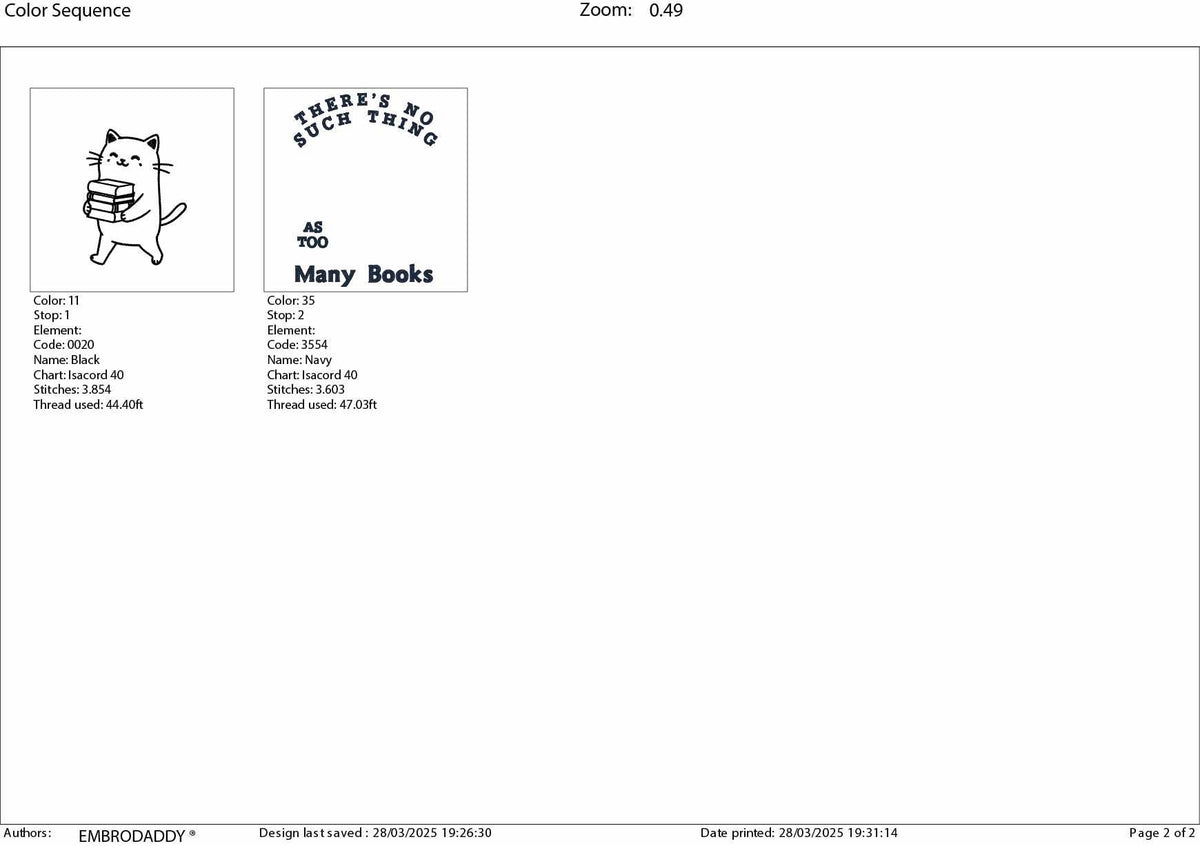 Machine Embroidery files, There's No Such Thing As Too Many Books, Trendy Cute Cat, Book Lover Reading Addict, DST, PES, xxx, hus & more