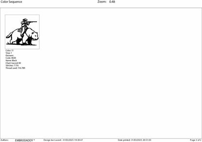 Machine Embroidery files, Retro Cowboy, Cowboy Riding A Bear, Western, Vintage, Funny, Cowboy, PES, xxx, hus & more