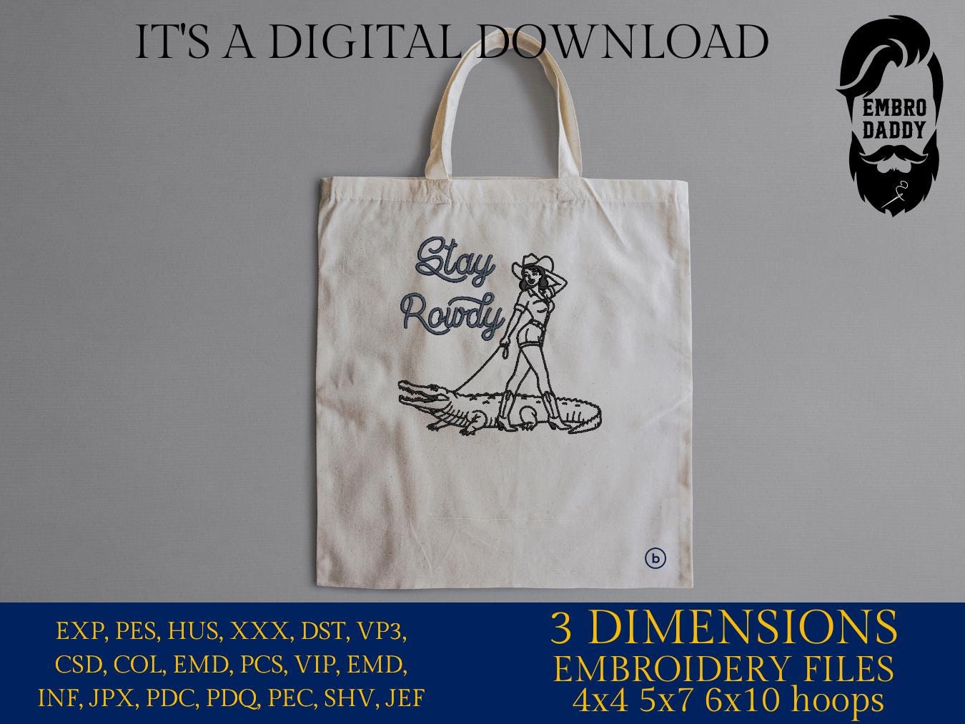 Machine Embroidery files, Retro Stay Rowdy, Retro Cowgirl, Alligator, Western Cowgirl PES, xxx, hus & more